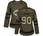 Women Adidas Montreal Canadiens #90 Tomas Tatar Authentic Green Salute to Service NHL Jersey