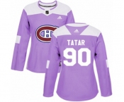 Women Adidas Montreal Canadiens #90 Tomas Tatar Authentic Purple Fights Cancer Practice NHL Jersey