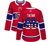Women Adidas Montreal Canadiens #90 Tomas Tatar Authentic Red USA Flag Fashion NHL Jersey