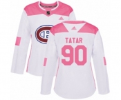 Women Adidas Montreal Canadiens #90 Tomas Tatar Authentic White Pink Fashion NHL Jersey