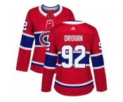 Women Adidas Montreal Canadiens #92 Jonathan Drouin Red Home Authentic Stitched NHL Jersey