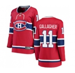 Women Montreal Canadiens #11 Brendan Gallagher Authentic Red Home Fanatics Branded Breakaway NHL Jersey