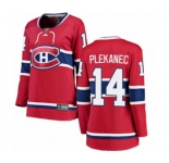 Women Montreal Canadiens #14 Tomas Plekanec Authentic Red Home Fanatics Branded Breakaway NHL Jersey