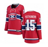 Women Montreal Canadiens #15 Jesperi Kotkaniemi Authentic Red Home Fanatics Branded Breakaway NHL Jersey