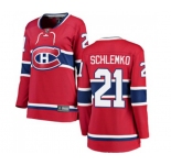Women Montreal Canadiens #21 David Schlemko Authentic Red Home Fanatics Branded Breakaway NHL Jersey