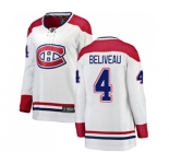 Women Montreal Canadiens #4 Jean Beliveau Authentic White Away Fanatics Branded Breakaway NHL Jersey