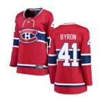 Women Montreal Canadiens #41 Paul Byron Authentic Red Home Fanatics Branded Breakaway NHL Jersey