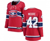 Women Montreal Canadiens #42 Dominic Moore Authentic Red Home Fanatics Branded Breakaway NHL Jersey