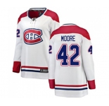 Women Montreal Canadiens #42 Dominic Moore Authentic White Away Fanatics Branded Breakaway NHL Jersey