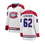Women Montreal Canadiens #62 Artturi Lehkonen Authentic White Away Fanatics Branded Breakaway NHL Jersey