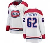 Women Montreal Canadiens #62 Artturi Lehkonen Authentic White Away Fanatics Branded Breakaway NHL Jersey