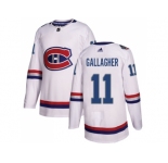 Youth Adidas Montreal Canadiens #11 Brendan Gallagher White Authentic 2017 100 Classic Stitched NHL Jersey