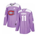 Youth Adidas Montreal Canadiens #11 Saku Koivu Authentic Purple Fights Cancer Practice NHL Jersey