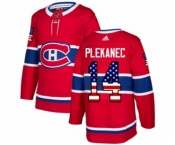 Youth Adidas Montreal Canadiens #14 Tomas Plekanec Authentic Red USA Flag Fashion NHL Jersey