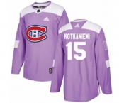 Youth Adidas Montreal Canadiens #15 Jesperi Kotkaniemi Authentic Purple Fights Cancer Practice NHL Jersey