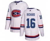 Youth Adidas Montreal Canadiens #16 Henri Richard Authentic White 2017 100 Classic NHL Jersey