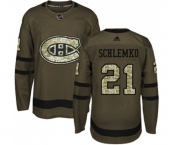 Youth Adidas Montreal Canadiens #21 David Schlemko Authentic Green Salute to Service NHL Jersey