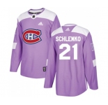 Youth Adidas Montreal Canadiens #21 David Schlemko Authentic Purple Fights Cancer Practice NHL Jersey