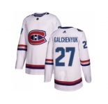 Youth Adidas Montreal Canadiens #27 Alex Galchenyuk White Authentic 2017 100 Classic Stitched NHL Jersey