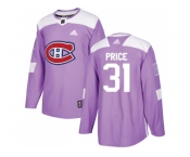 Youth Adidas Montreal Canadiens #31 Carey Price Purple Authentic Fights Cancer Stitched NHL Jersey
