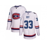 Youth Adidas Montreal Canadiens #33 Patrick Roy White Authentic 2017 100 Classic Stitched NHL Jersey