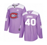 Youth Adidas Montreal Canadiens #40 Joel Armia Authentic Purple Fights Cancer Practice NHL Jersey