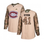 Youth Adidas Montreal Canadiens #41 Paul Byron Authentic Camo Veterans Day Practice NHL Jersey