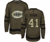 Youth Adidas Montreal Canadiens #41 Paul Byron Authentic Green Salute to Service NHL Jersey