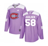 Youth Adidas Montreal Canadiens #58 Noah Juulsen Authentic Purple Fights Cancer Practice NHL Jersey