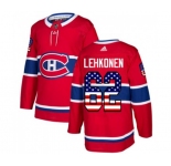 Youth Adidas Montreal Canadiens #62 Artturi Lehkonen Authentic Red USA Flag Fashion NHL Jersey
