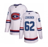 Youth Adidas Montreal Canadiens #62 Artturi Lehkonen Authentic White 2017 100 Classic NHL Jersey