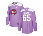 Youth Adidas Montreal Canadiens #65 Andrew Shaw Purple Authentic Fights Cancer Stitched NHL Jersey