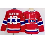 Youth Montreal Canadiens #13 Cole Caufield Red 2024-25 Stitched Jersey