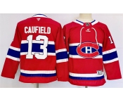 Youth Montreal Canadiens #13 Cole Caufield Red 2024-25 Stitched Jersey