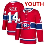 Youth Montreal Canadiens #14 Nick Suzuki Red Stitched NHL Jersey