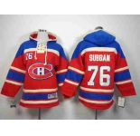 youth nhl jerseys montreal canadiens #76 subban blue-red[pullover hooded sweatshirt]