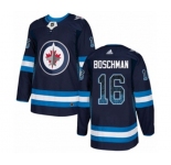 Adidas Winnipeg Jets #16 Laurie Boschman Authentic Navy Blue Drift Fashion NHL Jersey