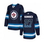 Adidas Winnipeg Jets #27 Teppo Numminen Authentic Navy Blue Drift Fashion NHL Jersey
