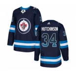 Adidas Winnipeg Jets #34 Michael Hutchinson Authentic Navy Blue Drift Fashion NHL Jersey