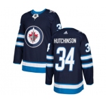 Adidas Winnipeg Jets #34 Michael Hutchinson Authentic Navy Blue Home NHL Jersey