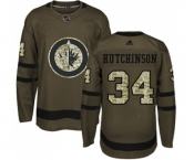 Adidas Winnipeg Jets #34 Michael Hutchinson Premier Green Salute to Service NHL Jersey