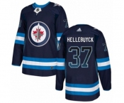Adidas Winnipeg Jets #37 Connor Hellebuyck Authentic Navy Blue Drift Fashion NHL Jersey