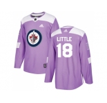 Men Adidas Winnipeg Jets #18 Bryan Little Purple Authentic Fights Cancer Stitched NHL Jersey