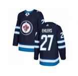Men Adidas Winnipeg Jets #27 Nikolaj Ehlers Navy Blue Home Authentic Stitched NHL Jersey