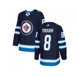 Men Adidas Winnipeg Jets #8 Jacob Trouba Navy Blue Home Authentic Stitched NHL Jersey