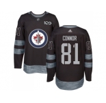 Men Adidas Winnipeg Jets #81 Kyle Connor Black 1917-2017 100th Anniversary Stitched NHL Jersey