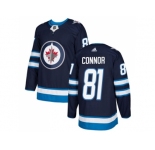 Men Adidas Winnipeg Jets #81 Kyle Connor Navy Blue Home Authentic Stitched NHL Jersey
