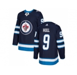 Men Adidas Winnipeg Jets #9 Bobby Hull Navy Blue Home Authentic Stitched NHL Jersey