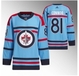 Men Winnipeg Jets #81 Kyle Connor Light Blue Anniversary Primegreen Stitched Jersey