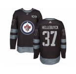 Men's Adidas Winnipeg Jets #37 Connor Hellebuyck Authentic Black 1917-2017 100th Anniversary NHL Jersey